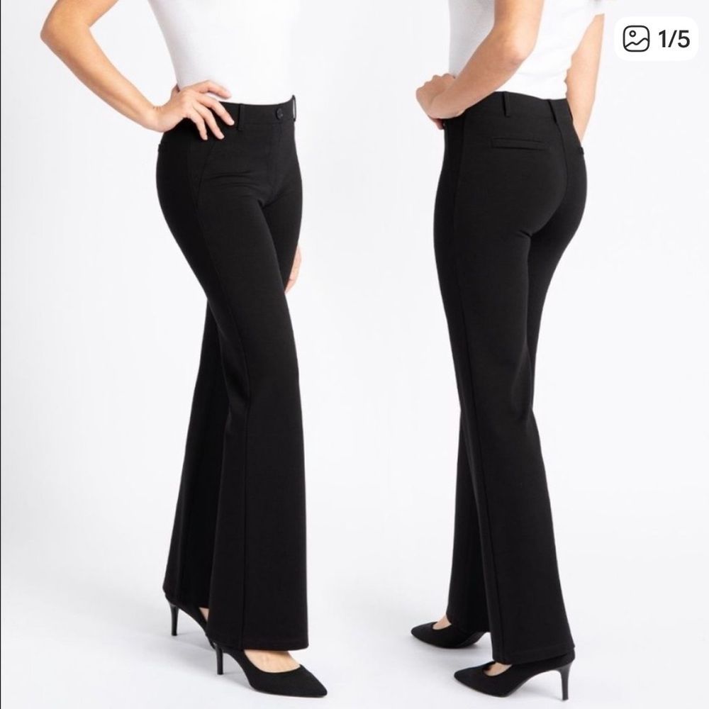 Betabrand Dress Pant Yoga Straight Leg Pant Black Womens Large Petite